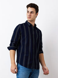 SPYKAR Men Spread Collar Vertical Striped Cotton Casual Shirt