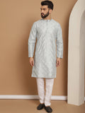 Anouk Geometric Embroidered Straight Kurta with Churidar