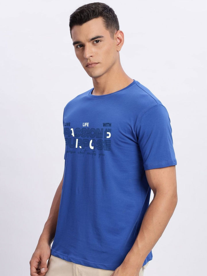 ADRO Typography Printed Round Neck Cotton T-shirt