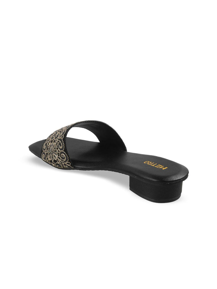 Metro Woven Design Block Heel Sandals