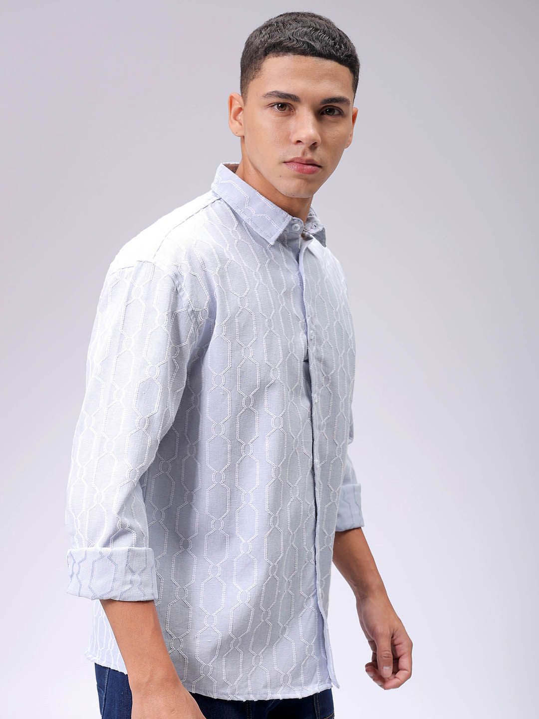 The Indian Garage Co Men Relaxed Fit Dobby Textured Resortwear Shirt