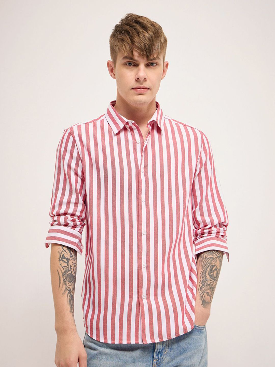 THE BEAR HOUSE Men Slim Fit Striped Casual Shirt