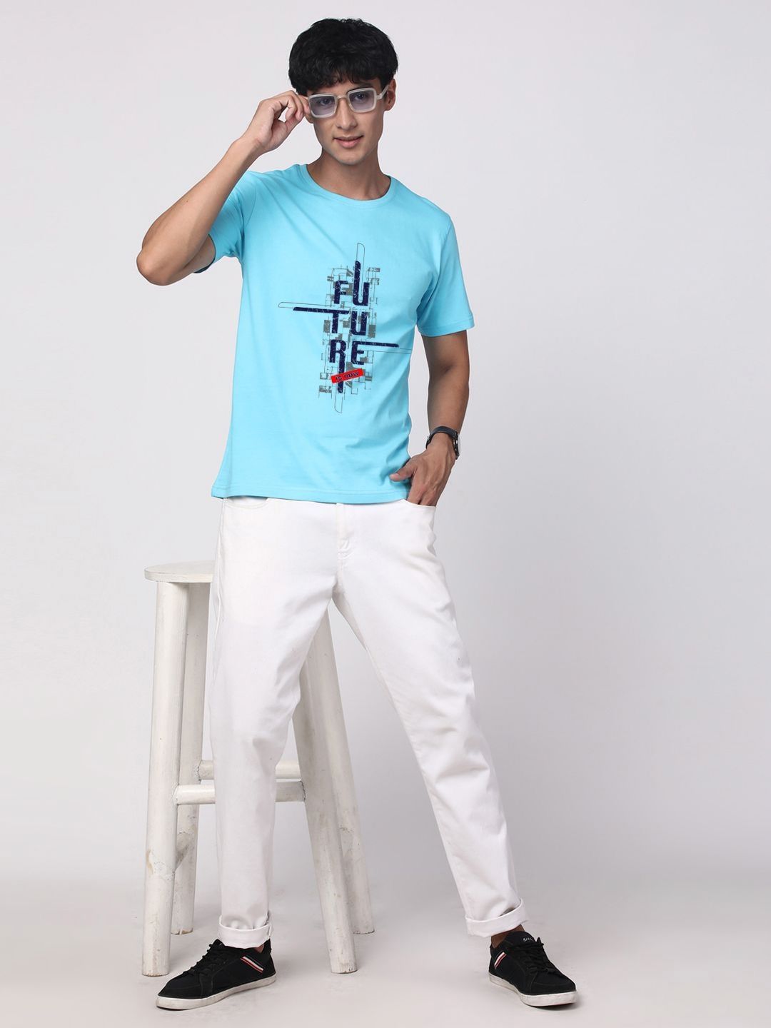 ADRO Men Graphic Printed Round Neck Cotton T-shirt