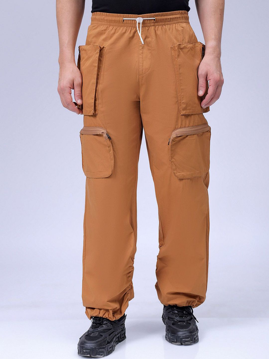 The Indian Garage Co Men Relaxed Fit Pure Cotton Utility Cargo Jogger