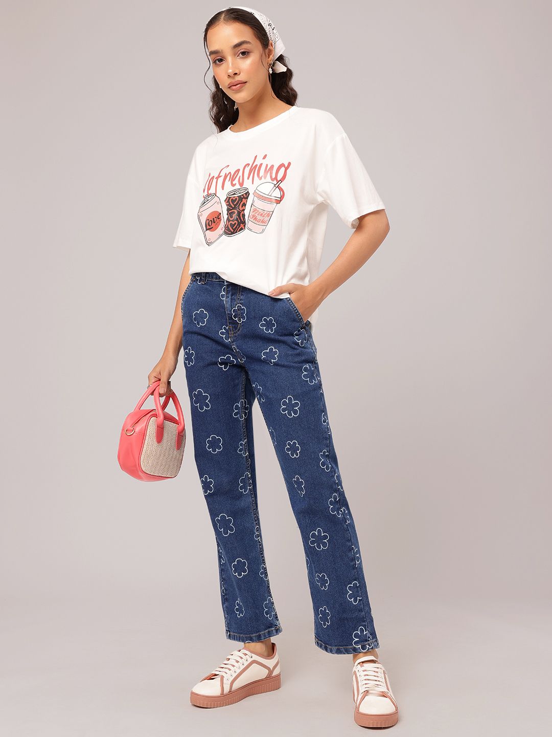 DressBerry Refresh & Slay Printed Relaxed Fit T-shirt