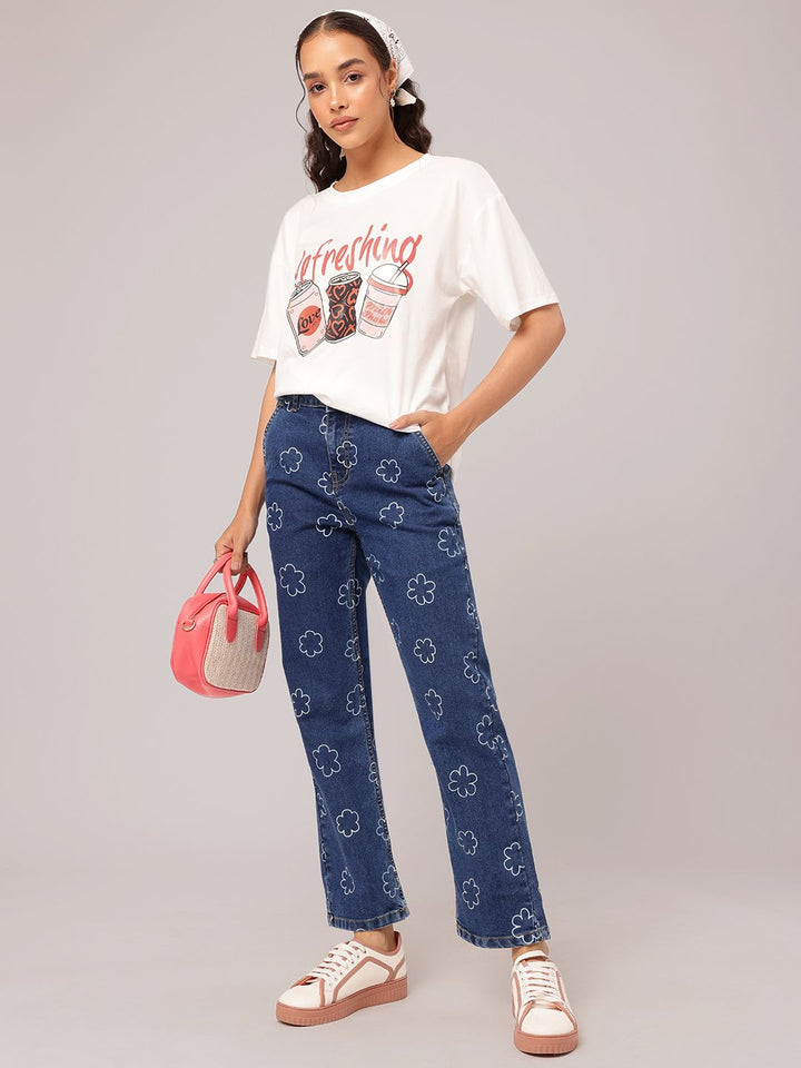 DressBerry Refresh & Slay Printed Relaxed Fit T-shirt