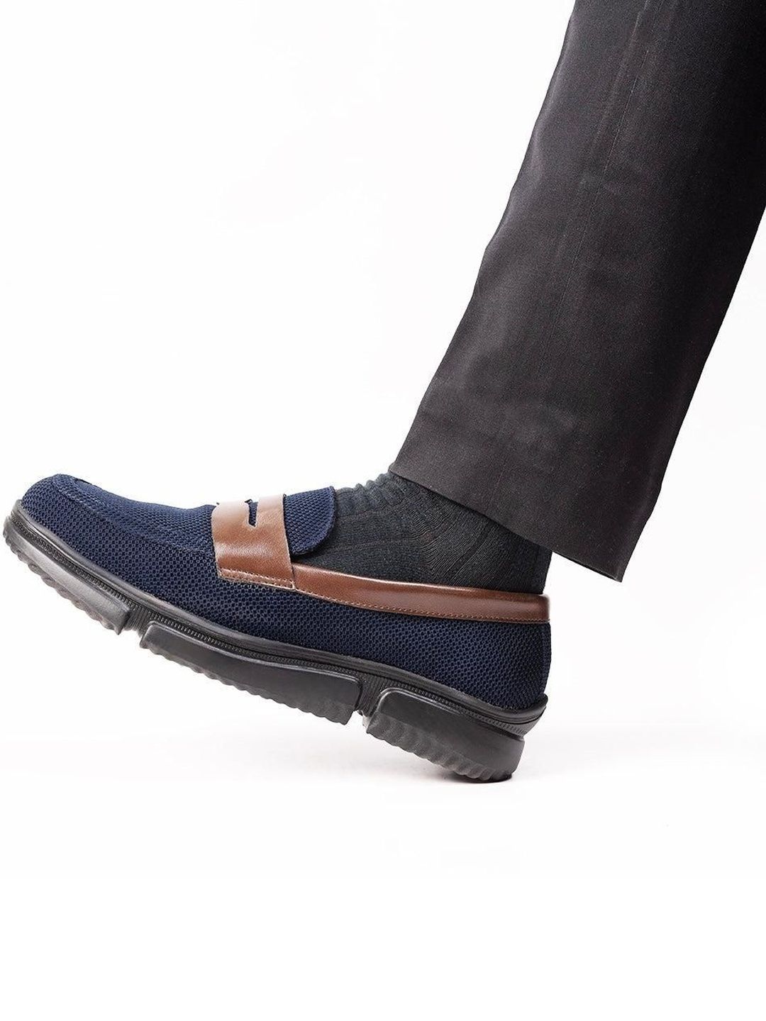 MONKSTORY Gravity Lift Supreme Comfort Mesh Slip-On Sneakers - Navy & Brown