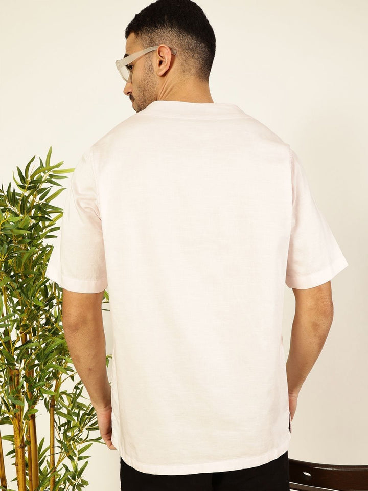 Thomas Scott Men Solid V-Neck Cotton Boxy T-Shirt