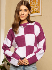 Berrylush Women Colourblocked Pullover Cable Knit Pullover