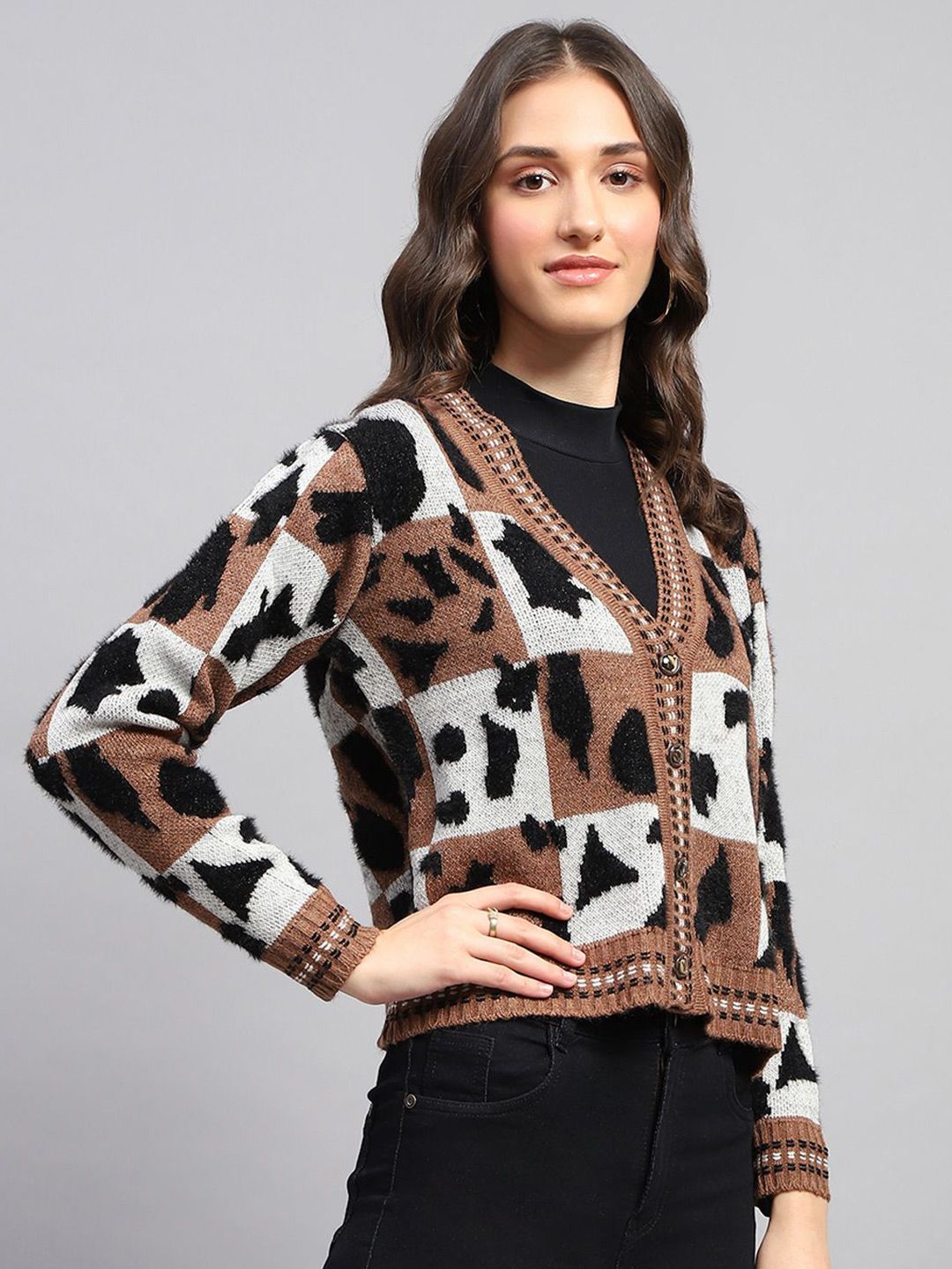 Monte Carlo Women Printed Woollen Cardigan