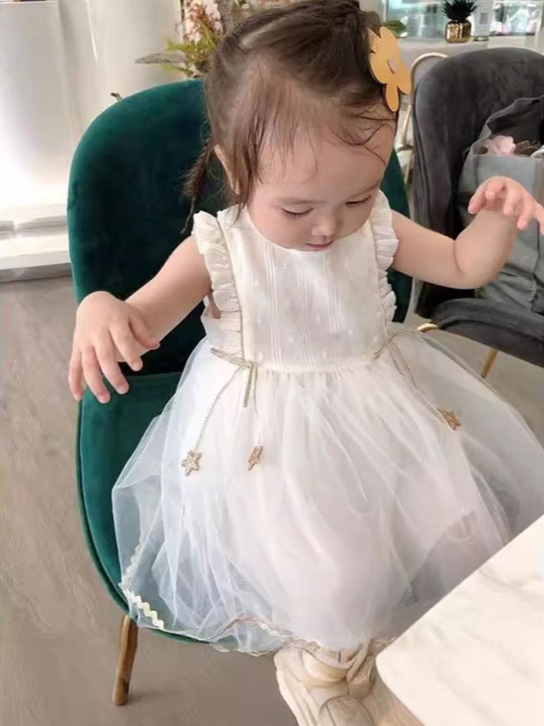 YK Girls Self Design Fit & Flare Dress