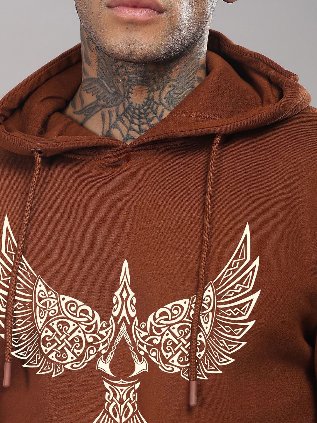 ADRO Lelaki Graphic Printed Hod Cotton Pullover Sweatshirt