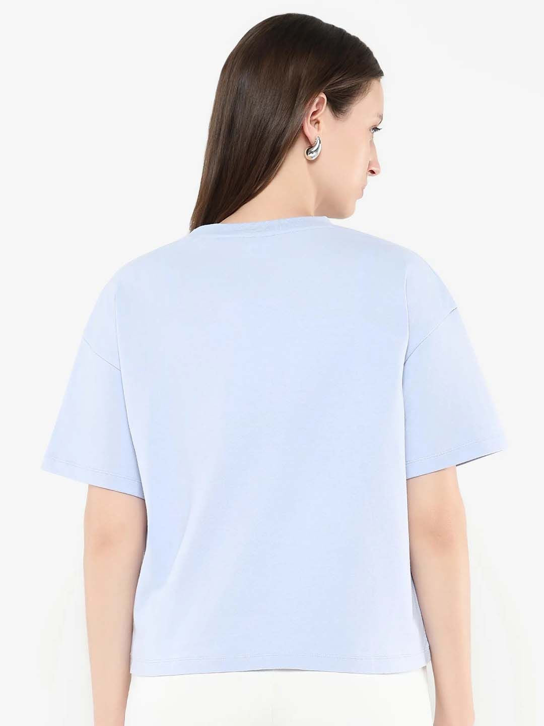 RAREISM Women Graphic Printed Round Neck Cotton Relaxed Fit T-shirt