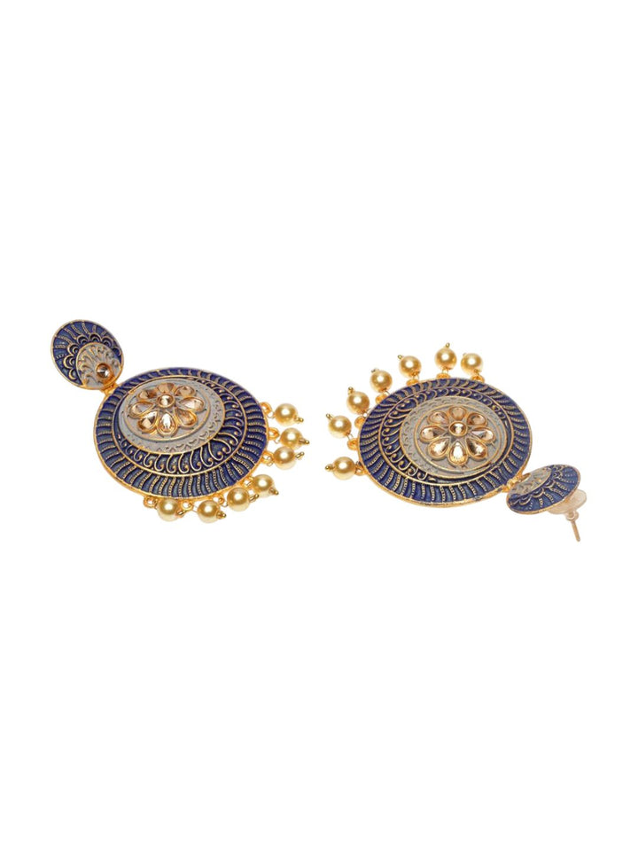 Anouk Gold-Plated Cubic Zirconia Studded Contemporary Drop Earrings