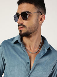 Thomas Scott Men Premium Spread Collar Textured Slim Fit Casual Shirt