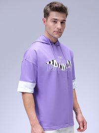 The Indian Garage Co Men Oversized Batman Printed Overhead Hooded Sweatshirt