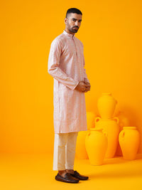 SOJANYA LUXE Motif Etnik Bersulam Labuci Mandarin Kurta Lurus Kolar