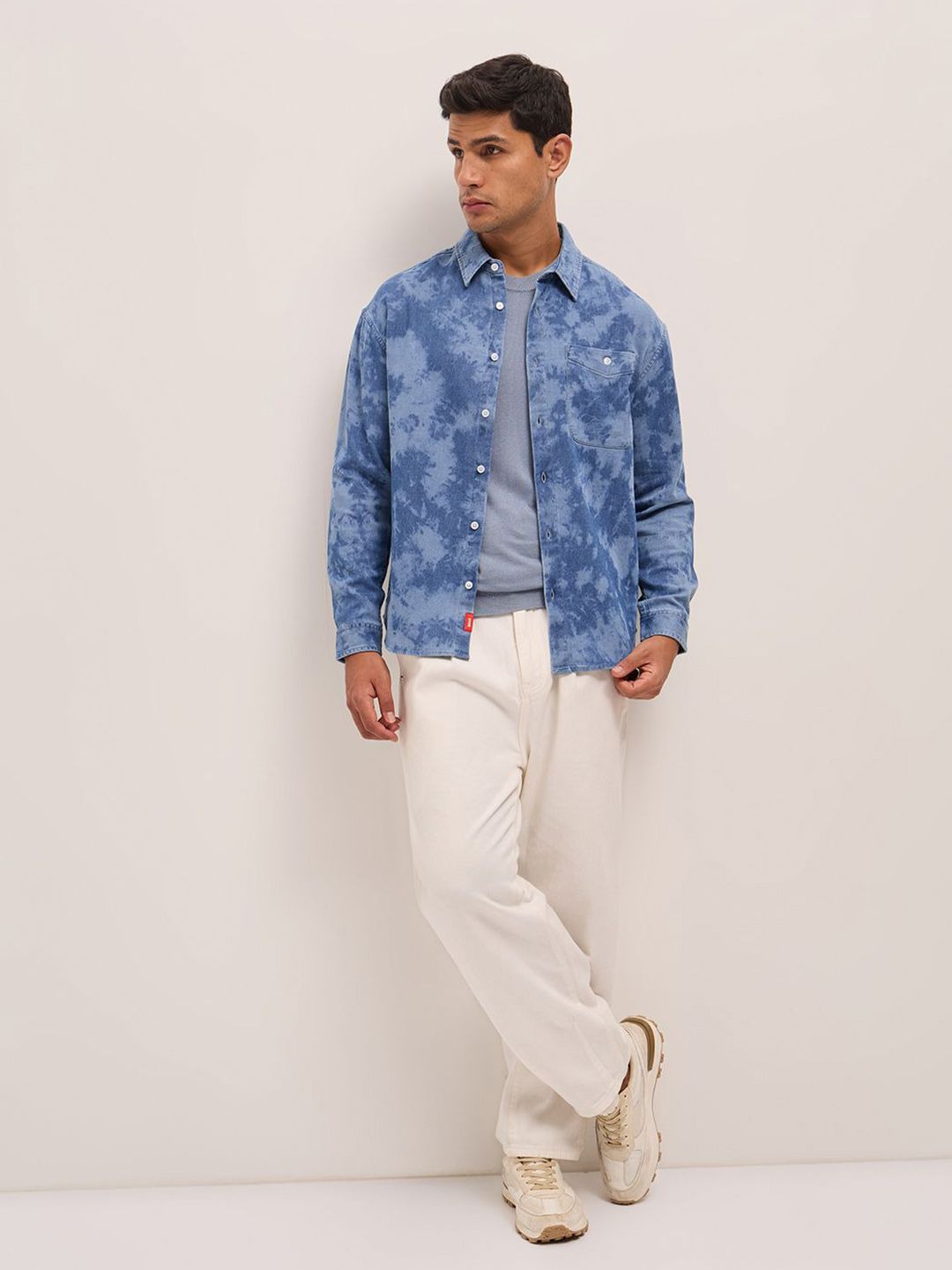 THE BEAR HOUSE Relaxed Fit Dyed Effect Casual Shirt