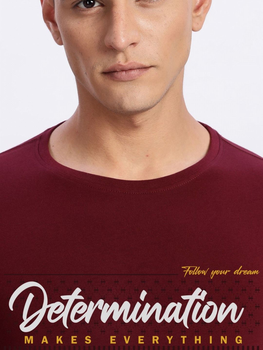 ADRO Typography Printed Round Neck Cotton T-shirt