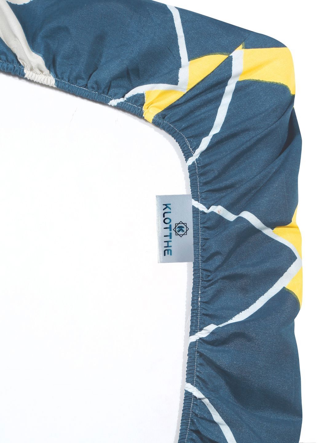 KLOTTHE Blue Geometric 300 TC Dilengkapi Cadar Katil Double Dengan Sarung Bantal - 2.50 x 2.25 m