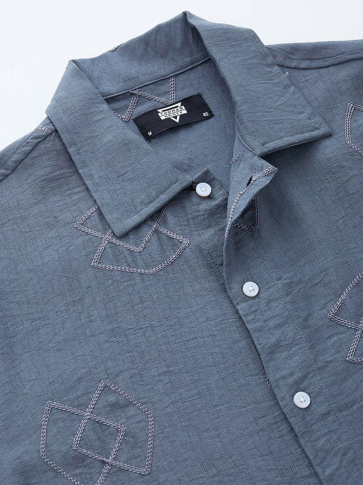 Thomas Scott Men Embroidered Regular Fit Casual Shirt