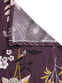 Myntra Elegant Homes Purple Floral Cotton 300 TC King Fine Bedsheet with 2 Pillow Covers-98 x 89 inches