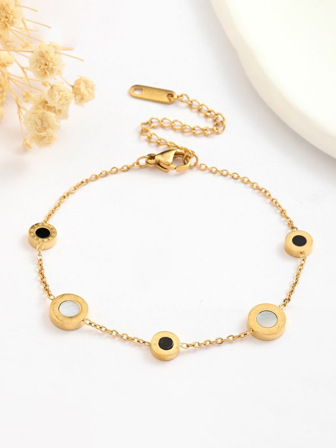 SALTY Demure Stainless Steel Stones Studded Wraparound Bracelet