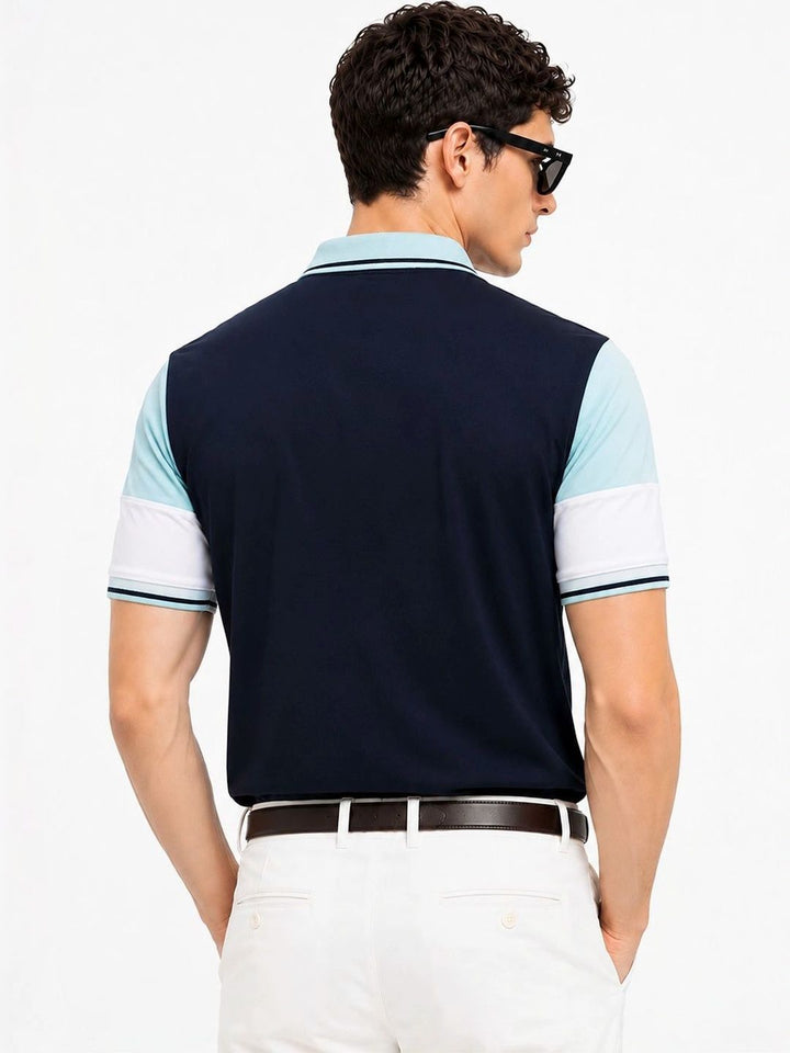 ADRO Men Colourblocked Polo Collar T-shirt