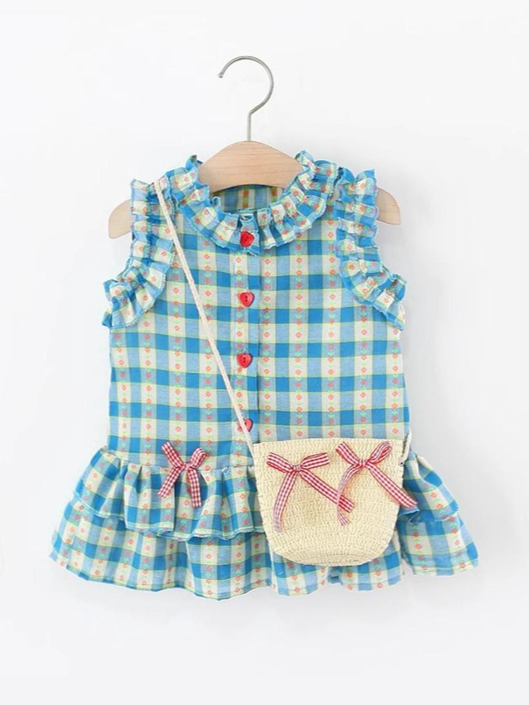 YK Checked Drop-Waist Dress