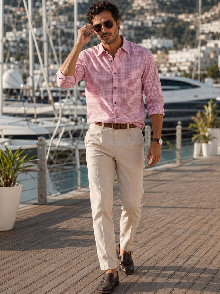 Eszett Checked Spread Collar Pure Cotton Casual Shirt