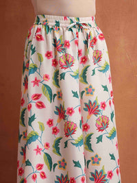 Truebrowns Floral Printed Gotta Patti Kurti dengan Sharara