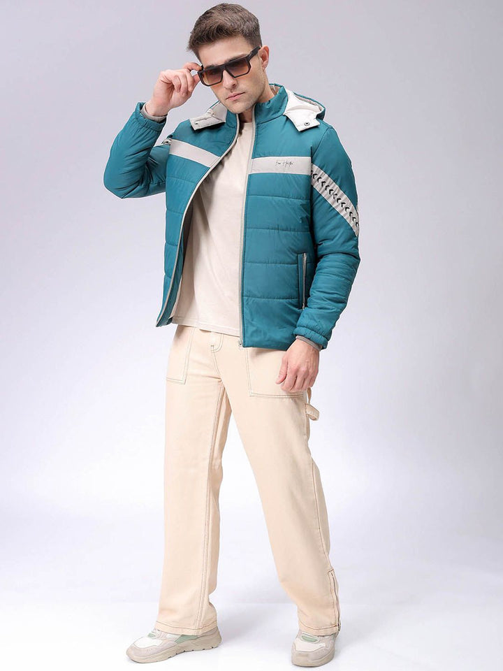 The Indian Garage Co Men Colourblocked Lightweight Padded Jacket with Patchwork