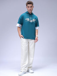 The Indian Garage Co Men Oversized Batman Printed Overhead Hooded Sweatshirt