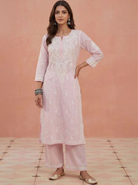 House of Chikankari Women Regular Chikankari Kurta with Trousers