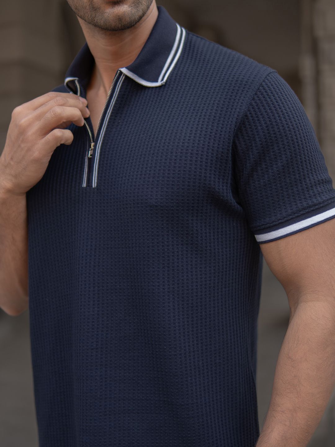 Powerlook Men Typography Polo Collar T-shirt