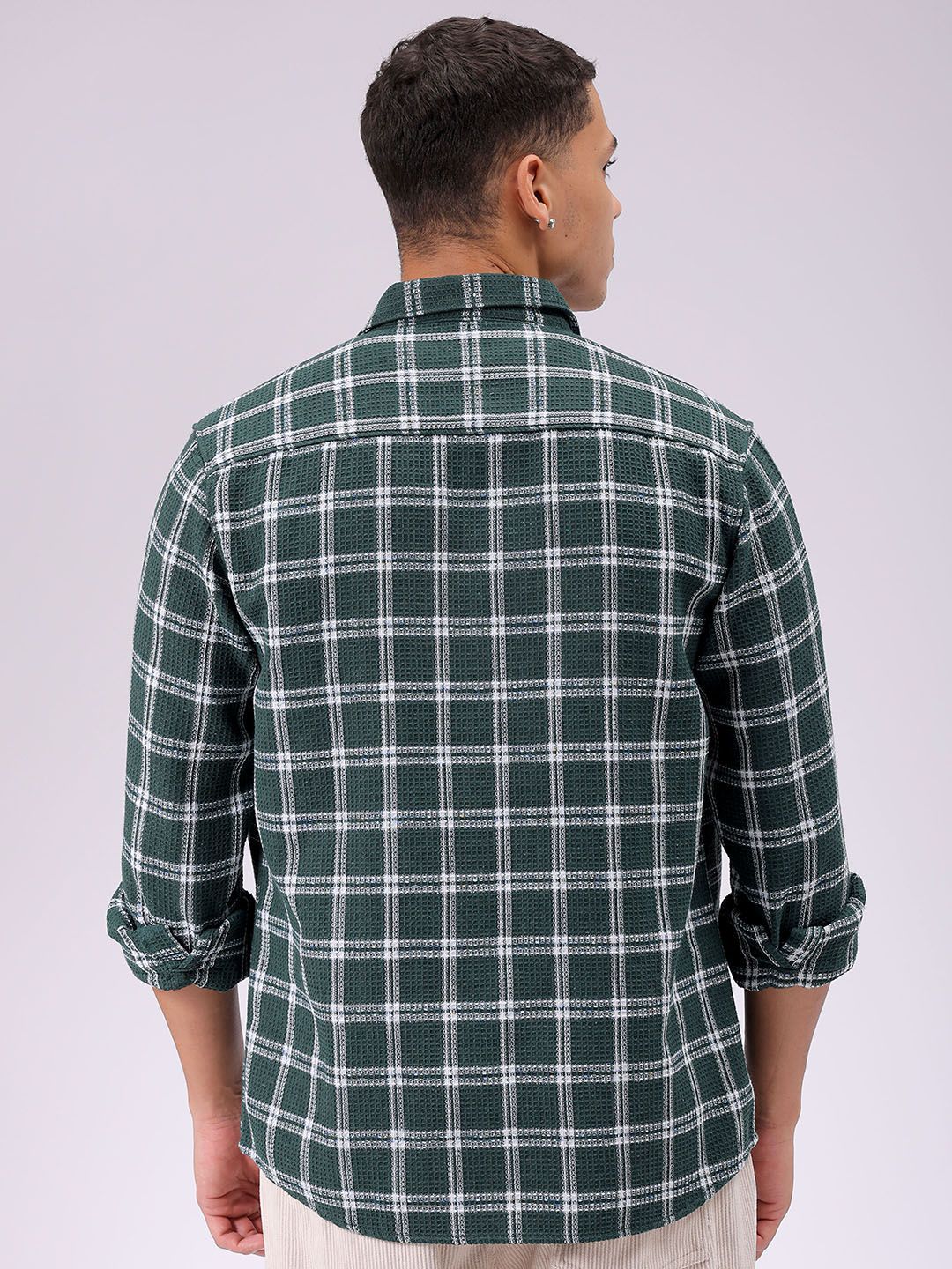 The Indian Garage Co Men Relaxed Fit Checked Textured Resortwear Shirt