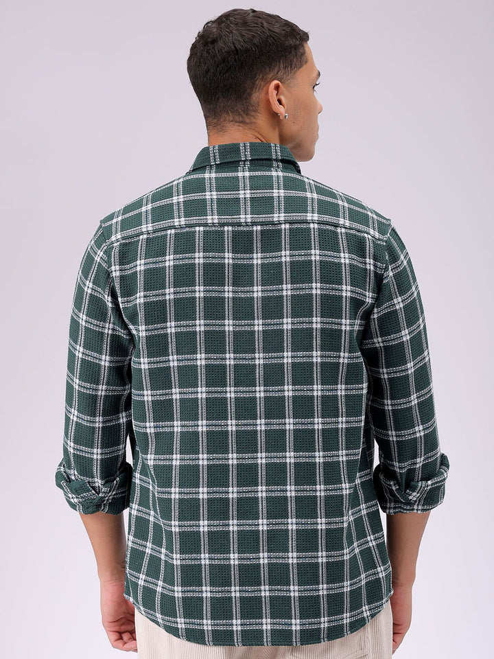 The Indian Garage Co Men Relaxed Fit Checked Textured Resortwear Shirt