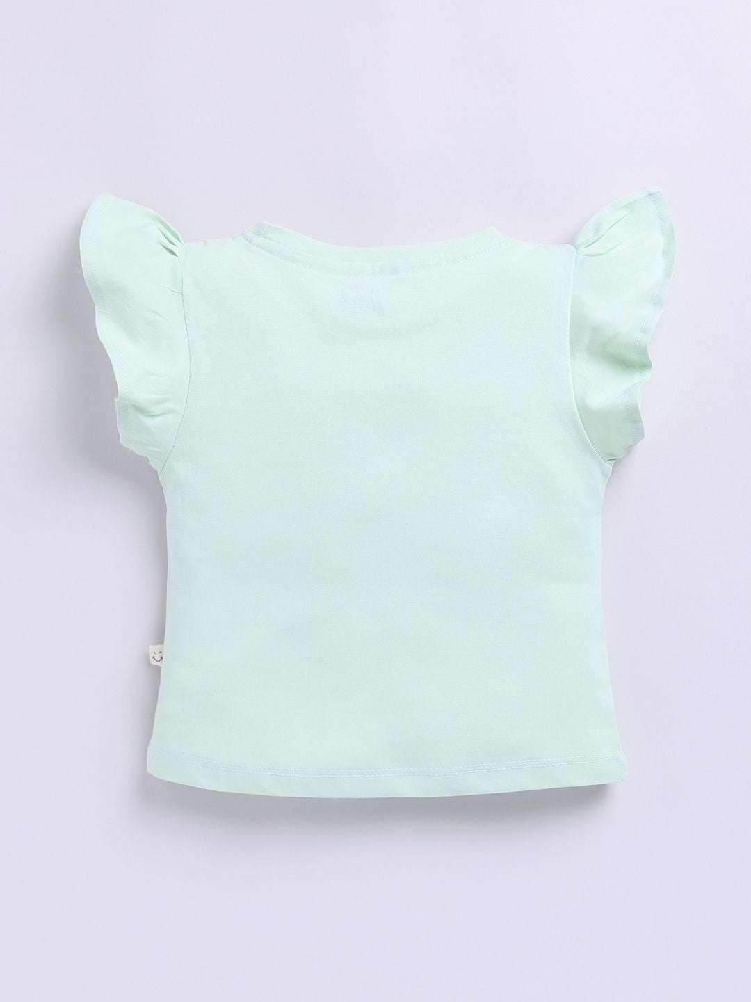 Happy Faces Kids Girls Snoopy Printed Flutter Sleeve Pure Cotton Top