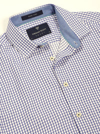 Thomas Scott Men Smart Spread Collar Gingham Checked Cotton Formal Shirt
