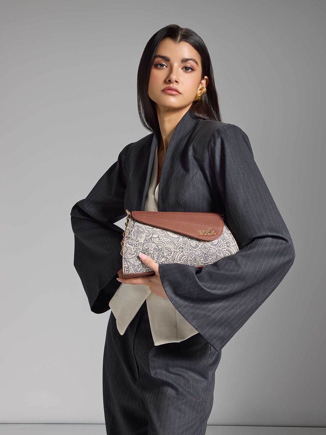 ZOUK Floral Printed Structured Sling Bag