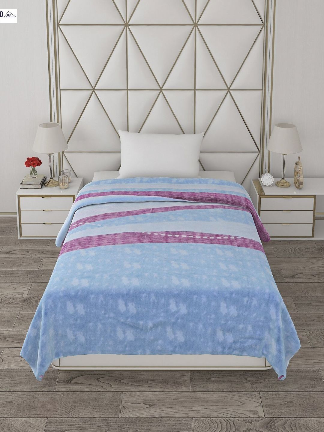Monte Carlo Blue & Purple Abstract Printed Mild Winter 500 GSM Single Bed Blanket