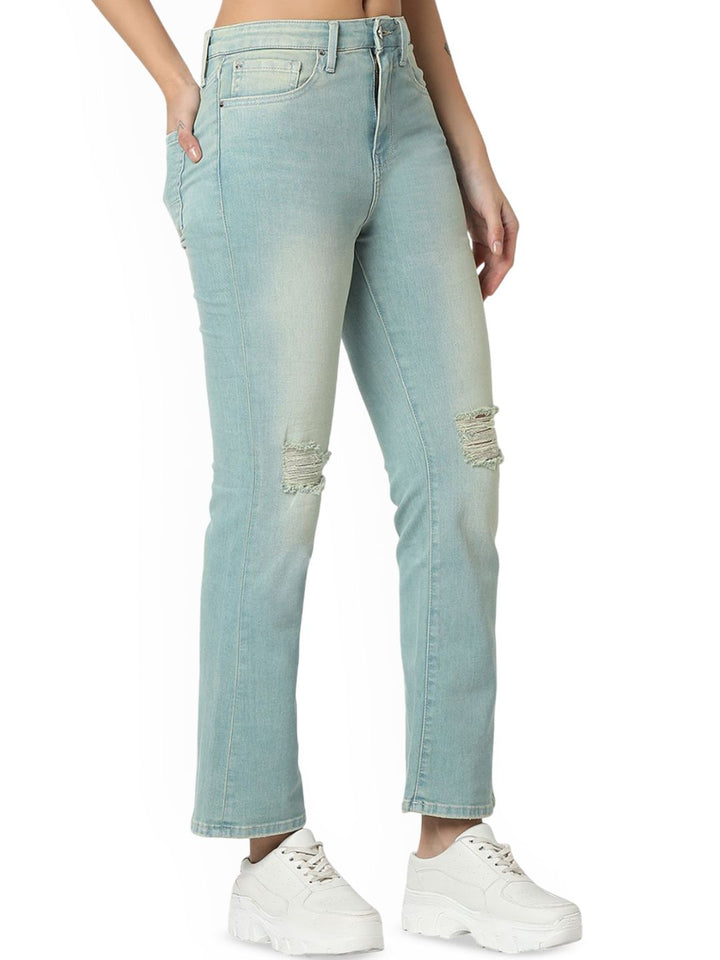 SPYKAR Women High-Rise Mildly Distressed Light Fade Jeans
