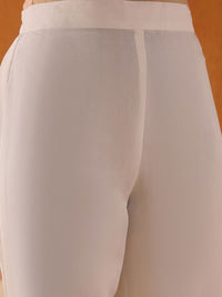 Indo Era White and Pink Ethnic Motifs Embroidered Gotta Patti Kurta with Trouser & Dupatta