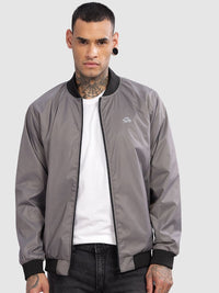 ADRO Men Stand Collar Solid Casual Bomber Jacket