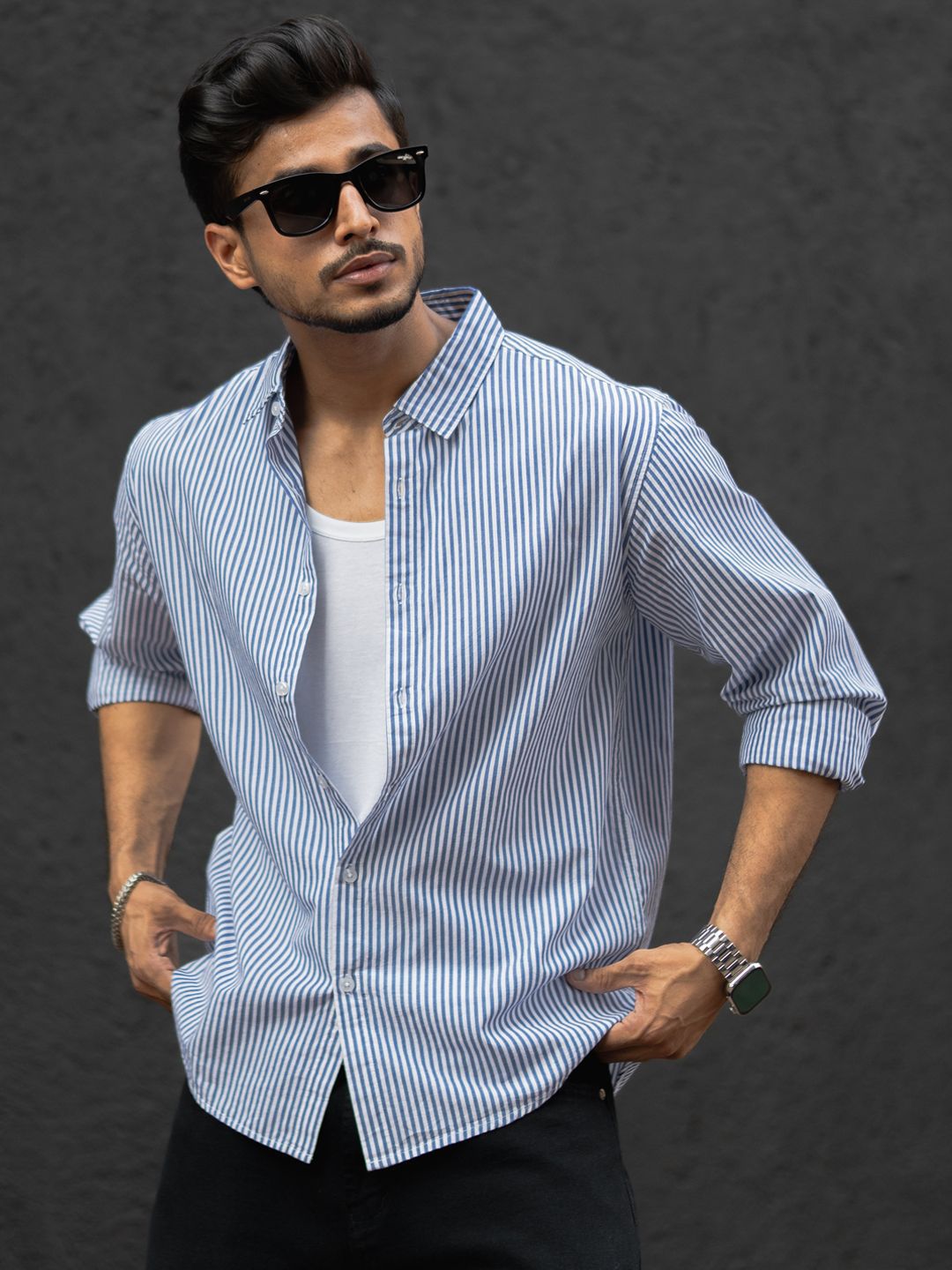 Powerlook Men Opaque Striped Casual Shirt