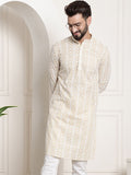 SOJANYA Band Collar Ethnic Motifs Embroidered Thread Work Cotton Kurta