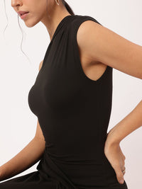 DressBerry Sweet & Spicy One-Shoulder Layered Front-Slit Maxi Dress