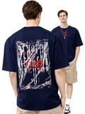 ADRO Graphic Printed Drop-Shoulder Sleeves Cotton T-shirt