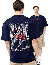 ADRO Graphic Printed Drop-Shoulder Sleeves Cotton T-shirt