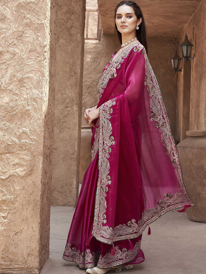 Tikhi Imli Embroidered Poly Chiffon Saree